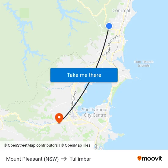 Mount Pleasant (NSW) to Tullimbar map