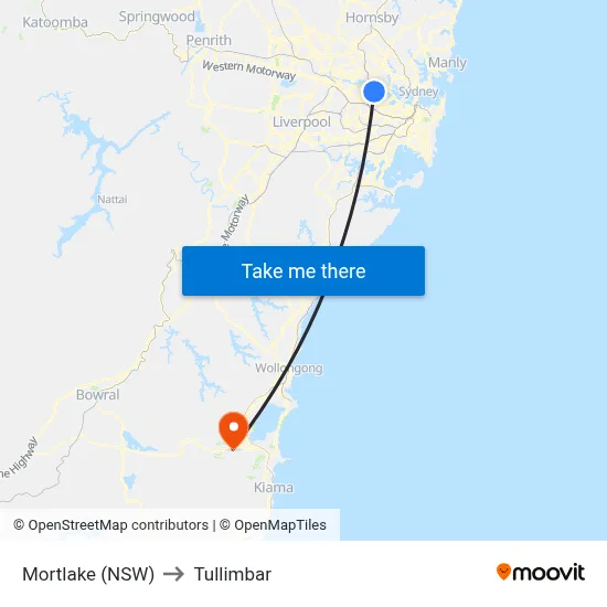 Mortlake (NSW) to Tullimbar map