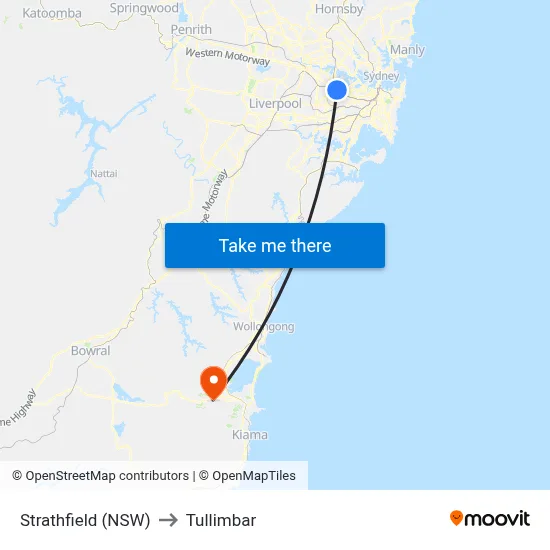 Strathfield (NSW) to Tullimbar map