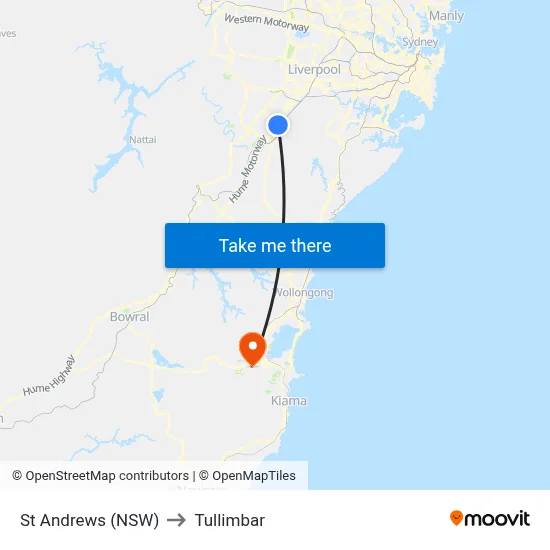 St Andrews (NSW) to Tullimbar map
