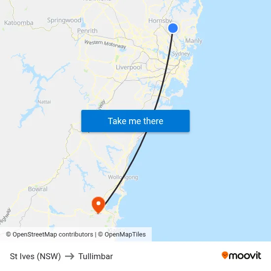 St Ives (NSW) to Tullimbar map