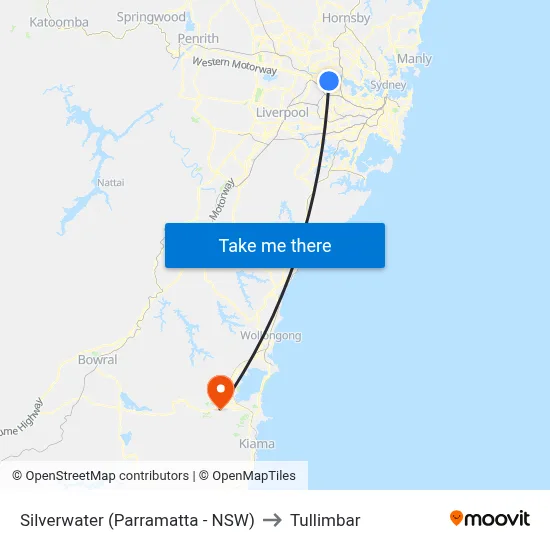 Silverwater (Parramatta - NSW) to Tullimbar map