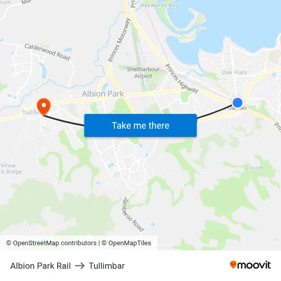 Albion Park Rail to Tullimbar map