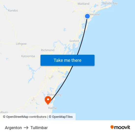 Argenton to Tullimbar map
