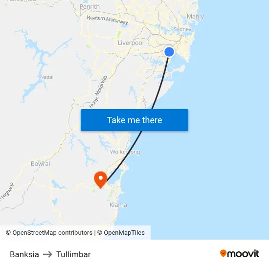 Banksia to Tullimbar map