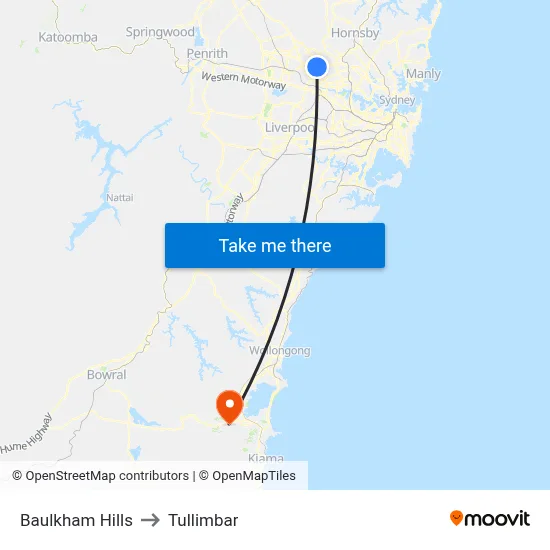 Baulkham Hills to Tullimbar map