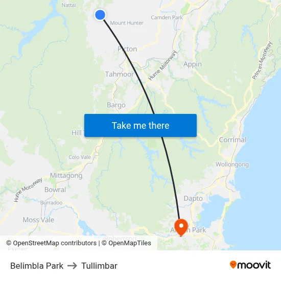 Belimbla Park to Tullimbar map