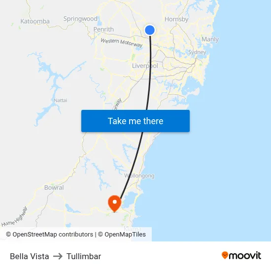 Bella Vista to Tullimbar map