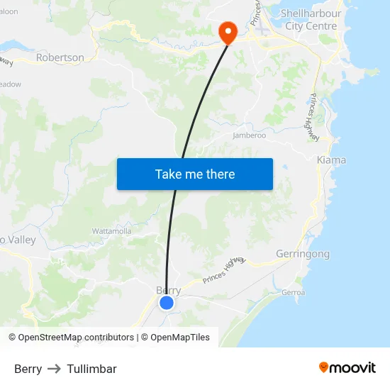 Berry to Tullimbar map