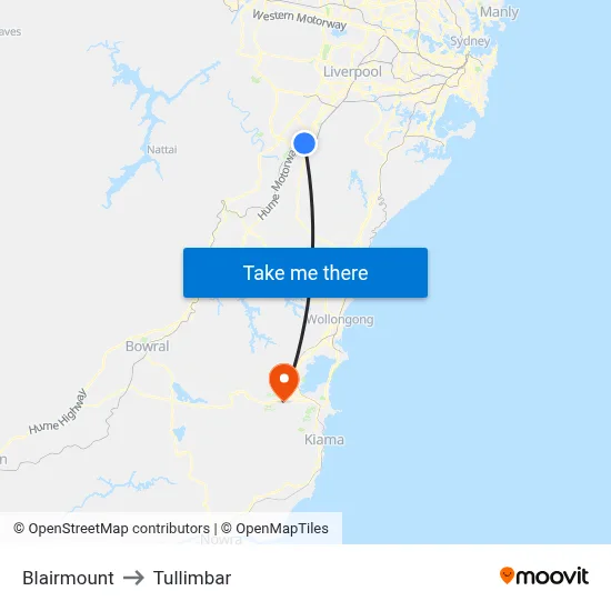 Blairmount to Tullimbar map