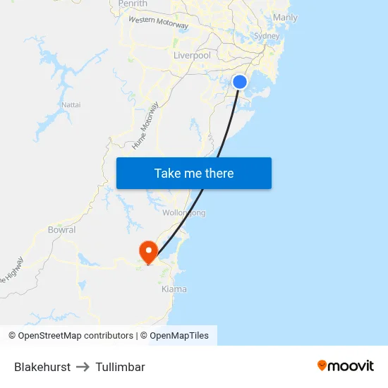 Blakehurst to Tullimbar map
