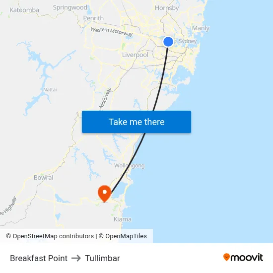 Breakfast Point to Tullimbar map