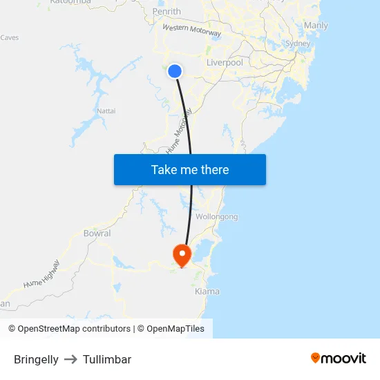 Bringelly to Tullimbar map