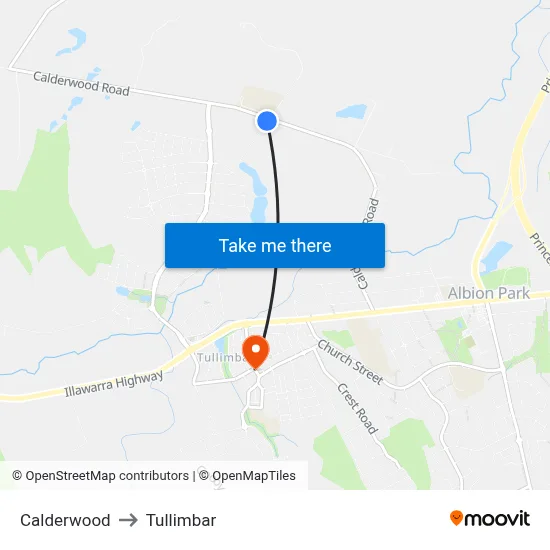 Calderwood to Tullimbar map