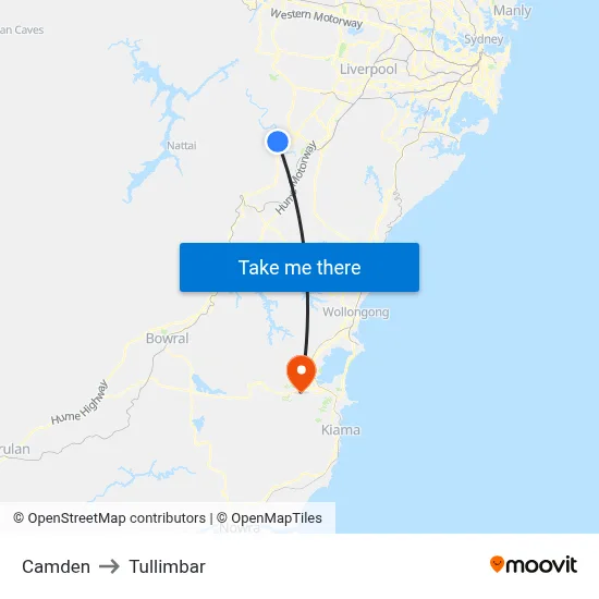 Camden to Tullimbar map