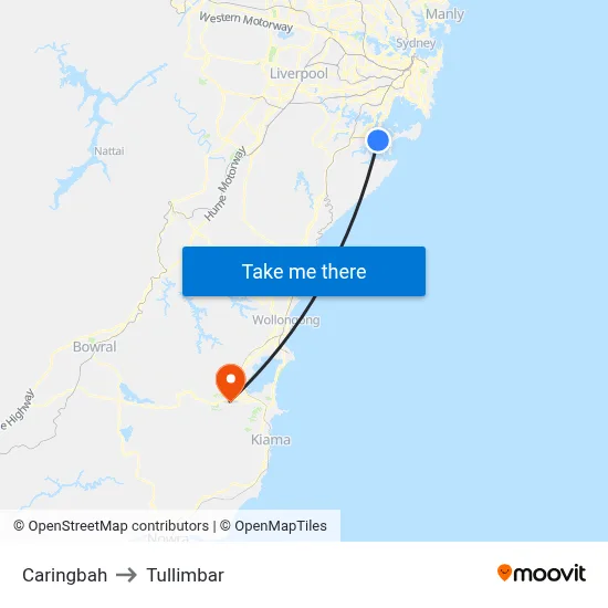 Caringbah to Tullimbar map