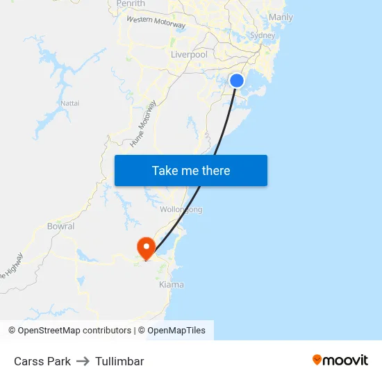 Carss Park to Tullimbar map