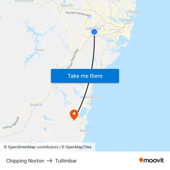Chipping Norton to Tullimbar map