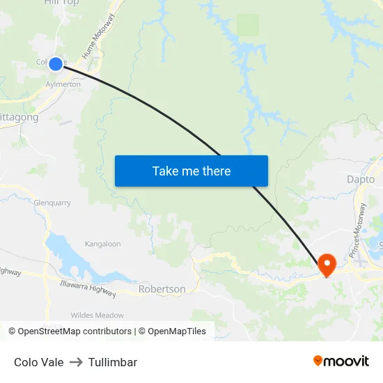 Colo Vale to Tullimbar map