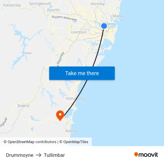 Drummoyne to Tullimbar map
