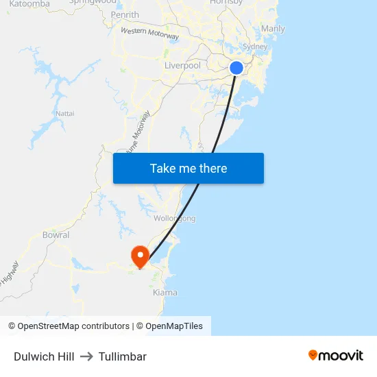 Dulwich Hill to Tullimbar map