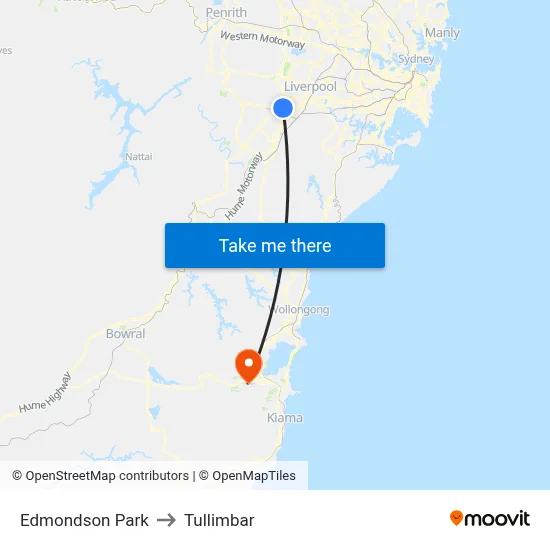 Edmondson Park to Tullimbar map