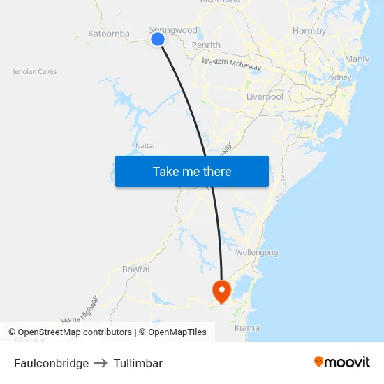 Faulconbridge to Tullimbar map