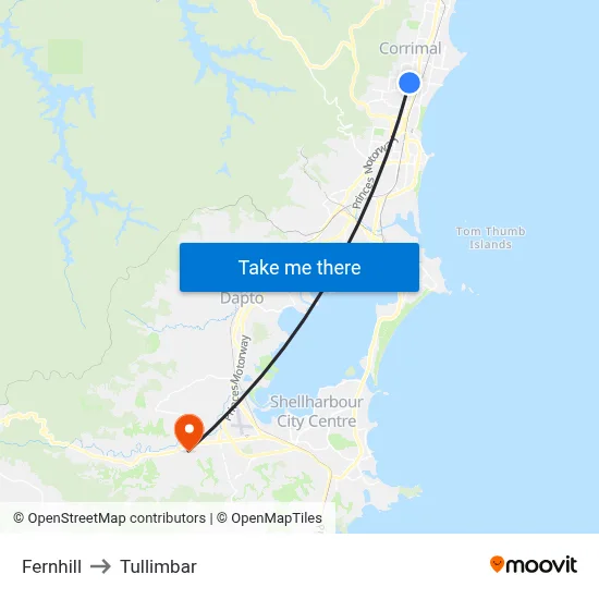 Fernhill to Tullimbar map