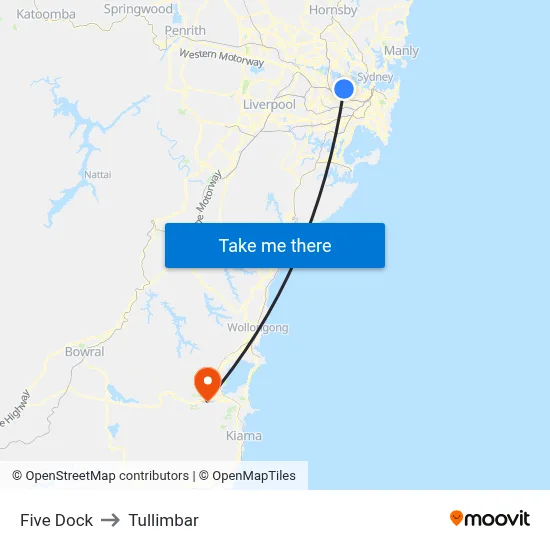 Five Dock to Tullimbar map