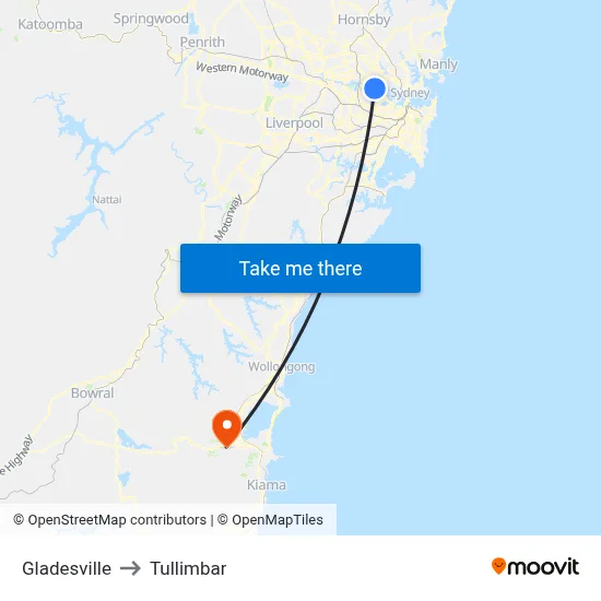 Gladesville to Tullimbar map