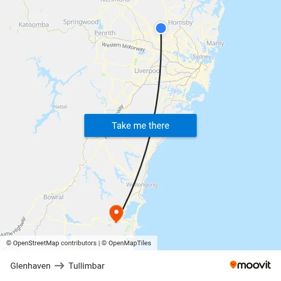Glenhaven to Tullimbar map