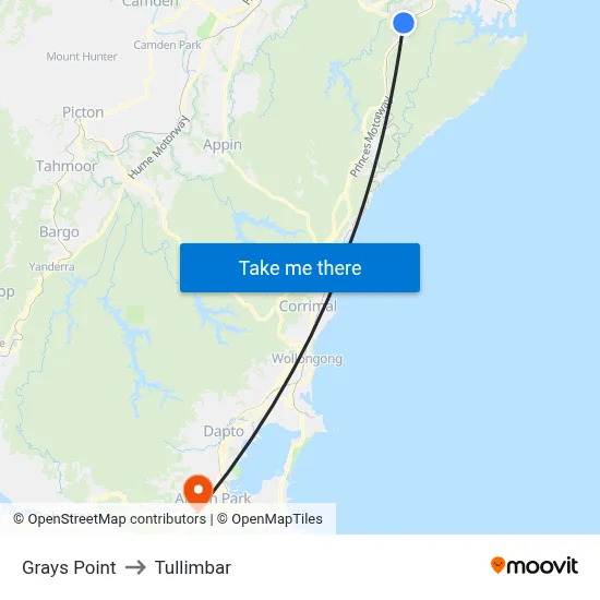 Grays Point to Tullimbar map