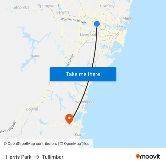 Harris Park to Tullimbar map