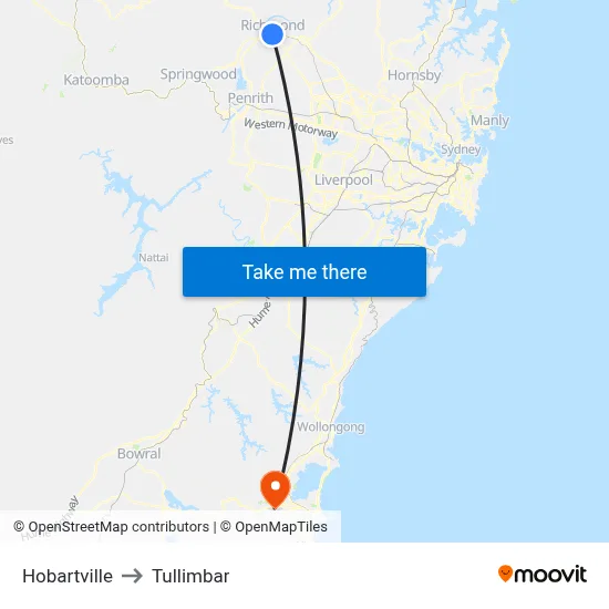 Hobartville to Tullimbar map