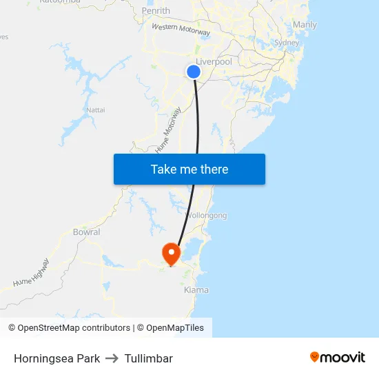 Horningsea Park to Tullimbar map