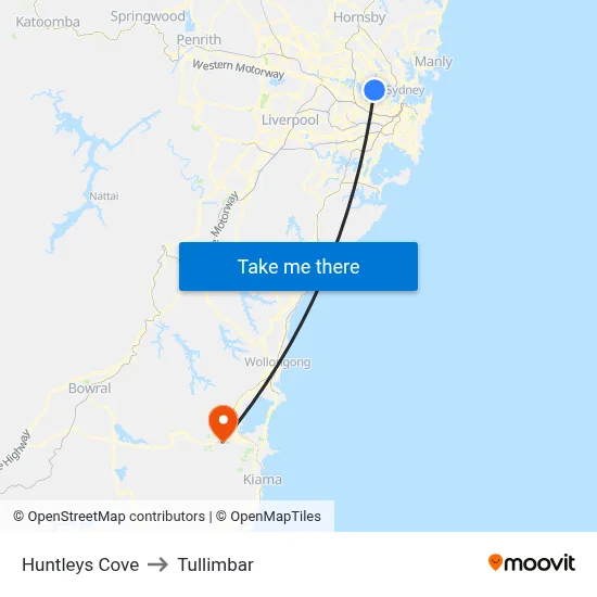 Huntleys Cove to Tullimbar map