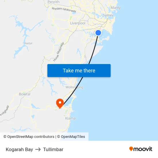 Kogarah Bay to Tullimbar map