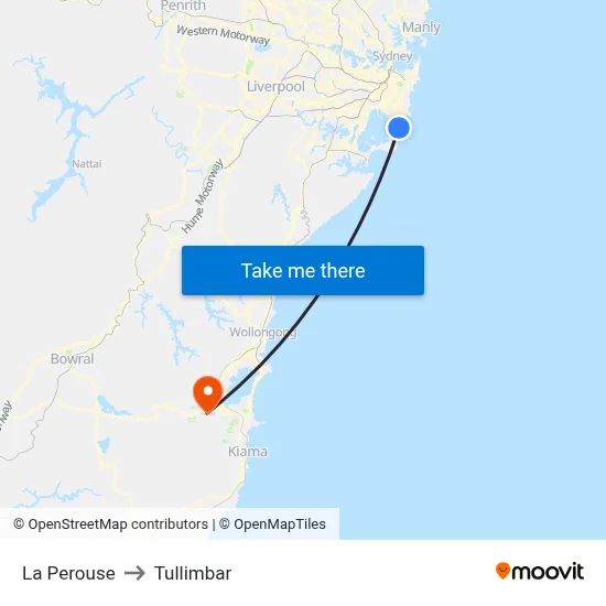 La Perouse to Tullimbar map