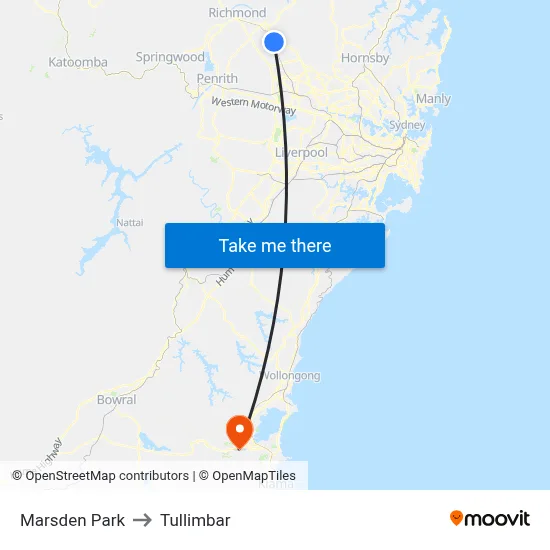 Marsden Park to Tullimbar map