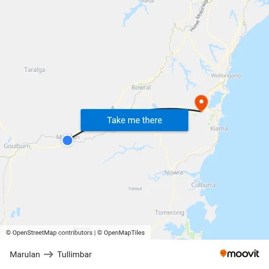 Marulan to Tullimbar map