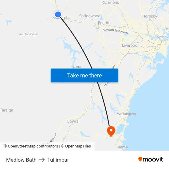 Medlow Bath to Tullimbar map