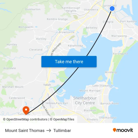 Mount Saint Thomas to Tullimbar map
