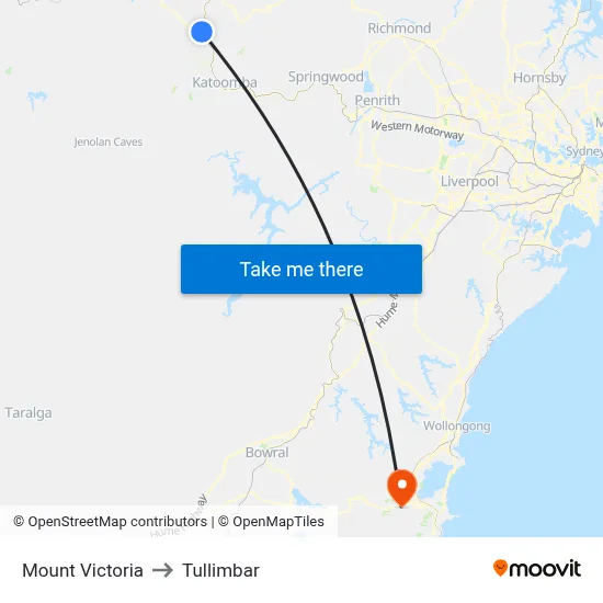 Mount Victoria to Tullimbar map