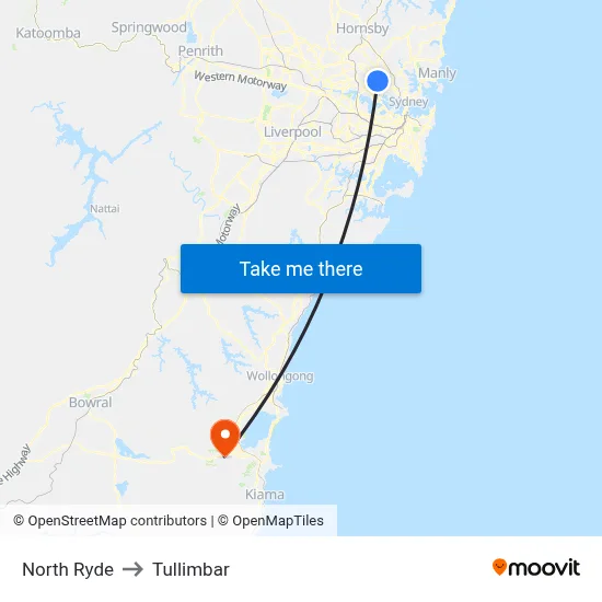 North Ryde to Tullimbar map