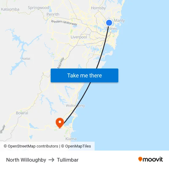 North Willoughby to Tullimbar map