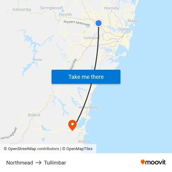 Northmead to Tullimbar map