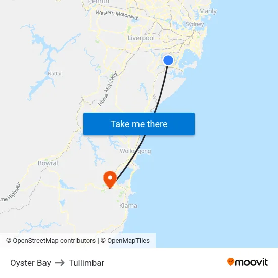 Oyster Bay to Tullimbar map