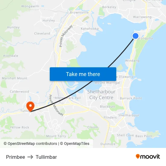 Primbee to Tullimbar map