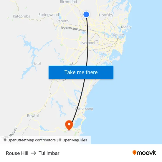 Rouse Hill to Tullimbar map