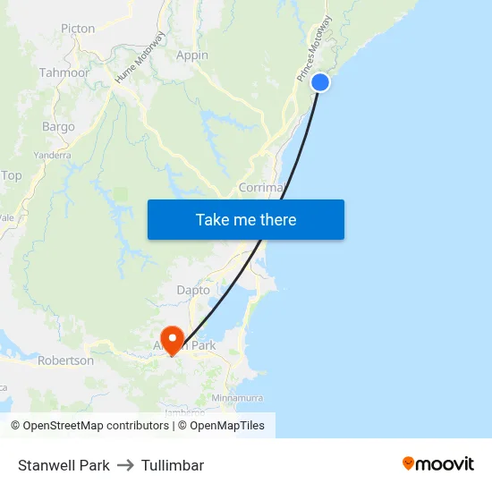 Stanwell Park to Tullimbar map